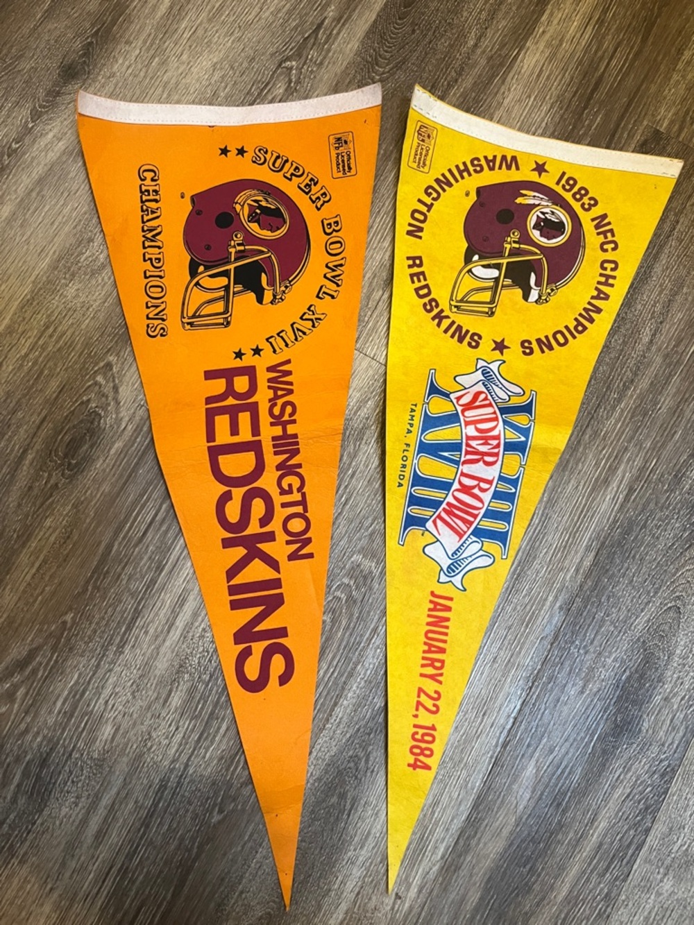 Washington Redskins Vintage Super Bowl Pennants - Orange & Yellow